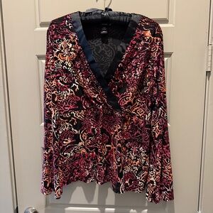 Venezia Vibrant Pink and Black Wrap Blouse